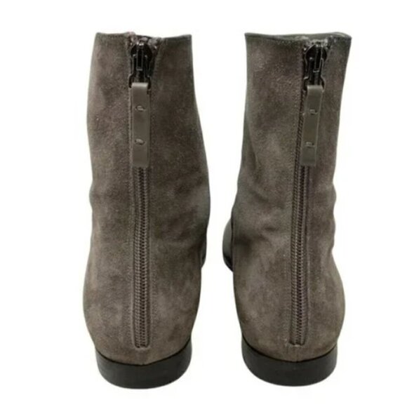 Carritz Gray Italian Suede Leather Almond Toe Zipper Ankle Boots - Size 8.5 - Picture 5 of 8